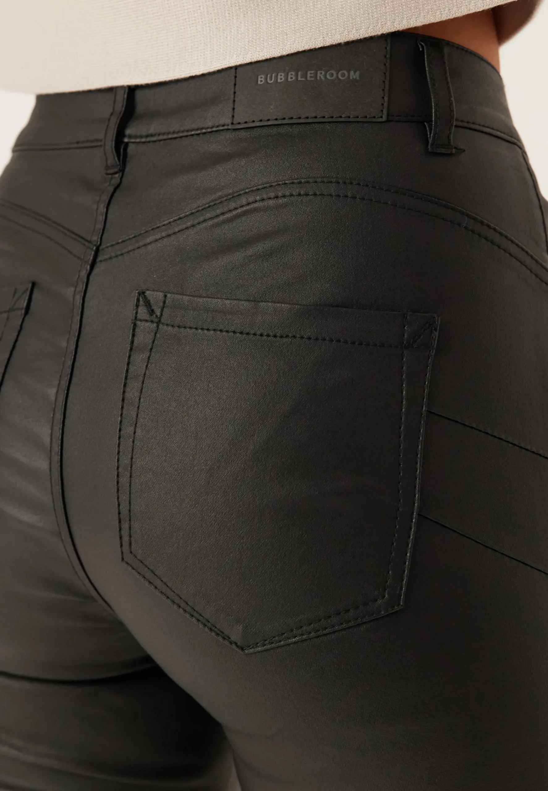 Mid Waist Push-up Coated Slim Jeans