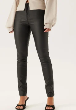 Mid Waist Push-up Coated Slim Jeans