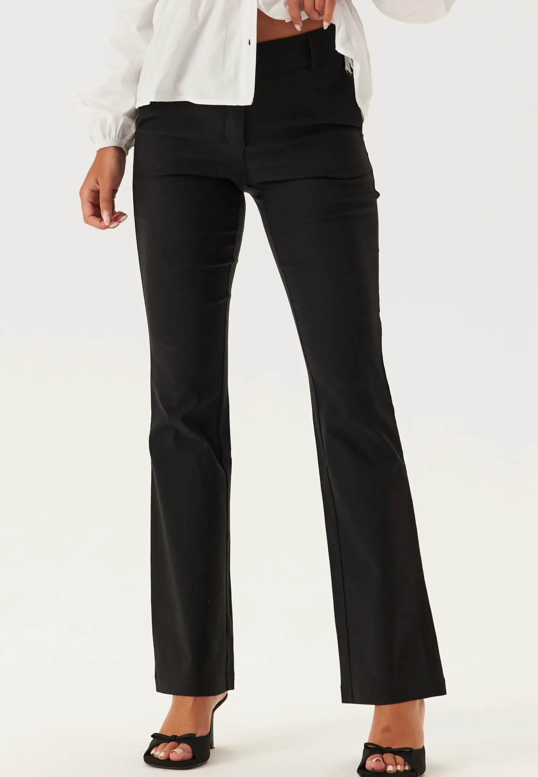Mid Waist Stretchy Flared Trousers