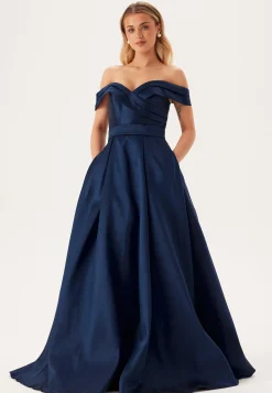 Mikado Evening Dress With Carmen Sleeves