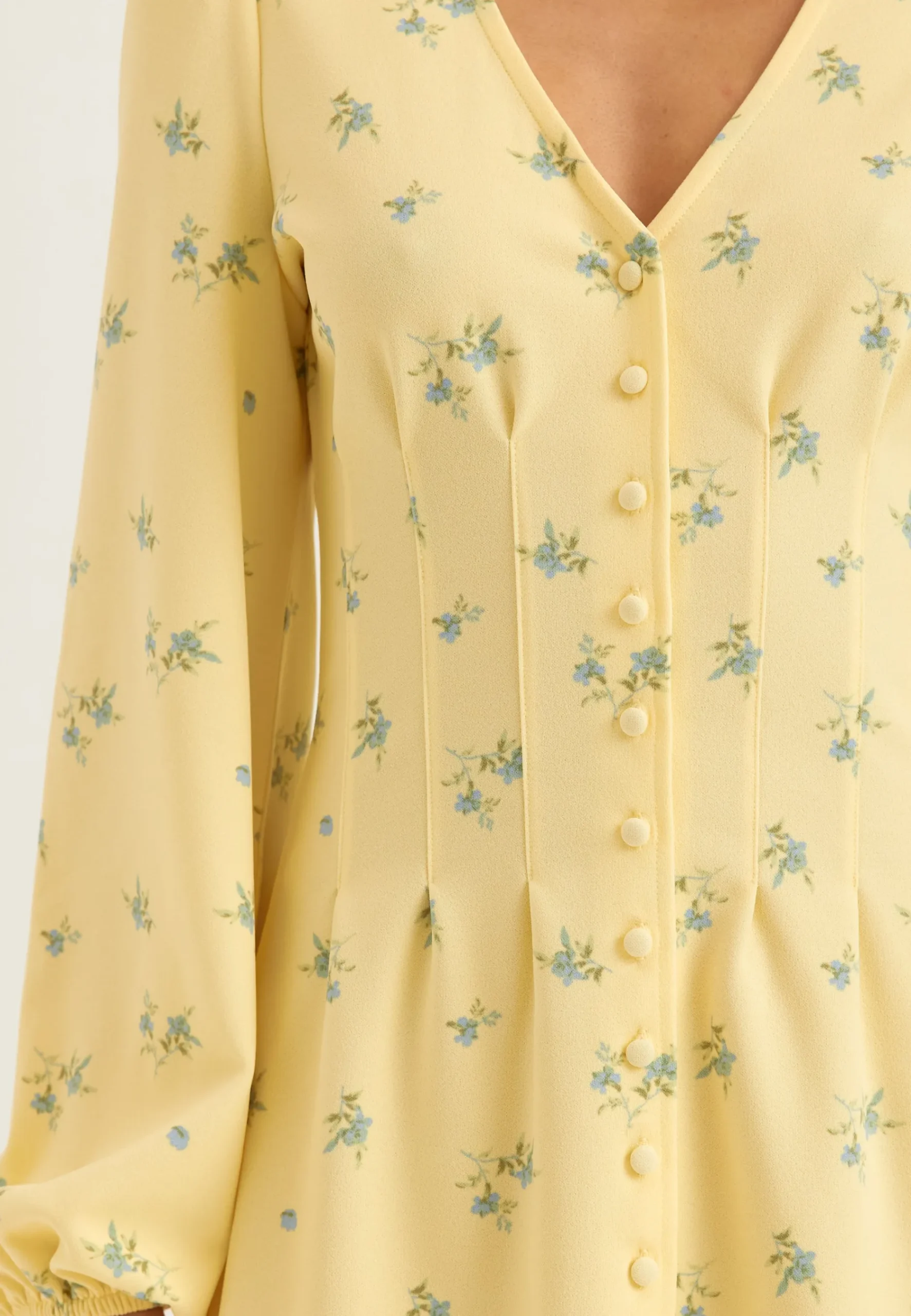 Mini Button Volume Sleeve Dress