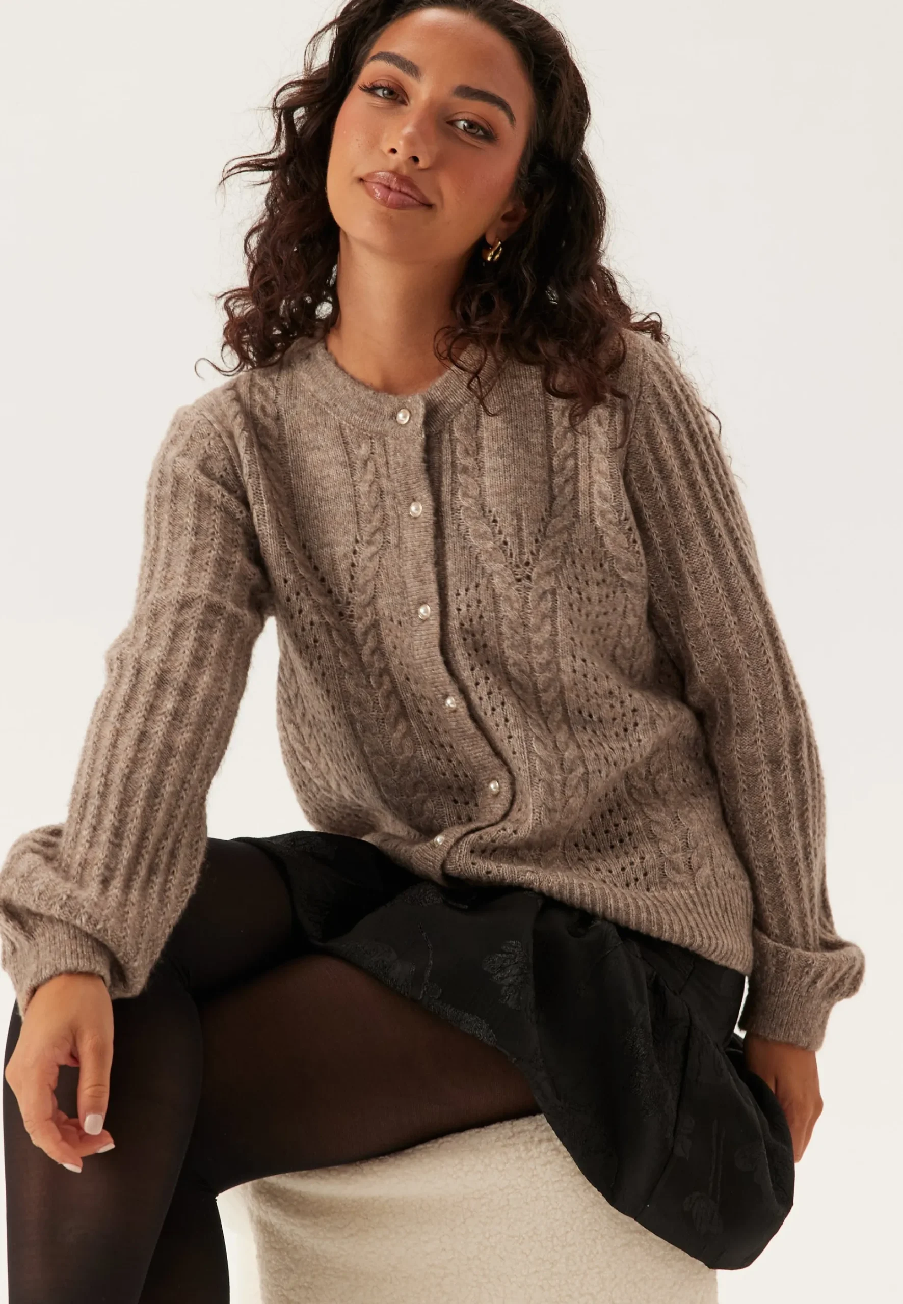 Objflora Re Ls Knit Button Cardigan