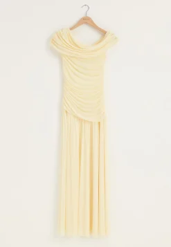 Off Shoulder Mesh Maxi Dress