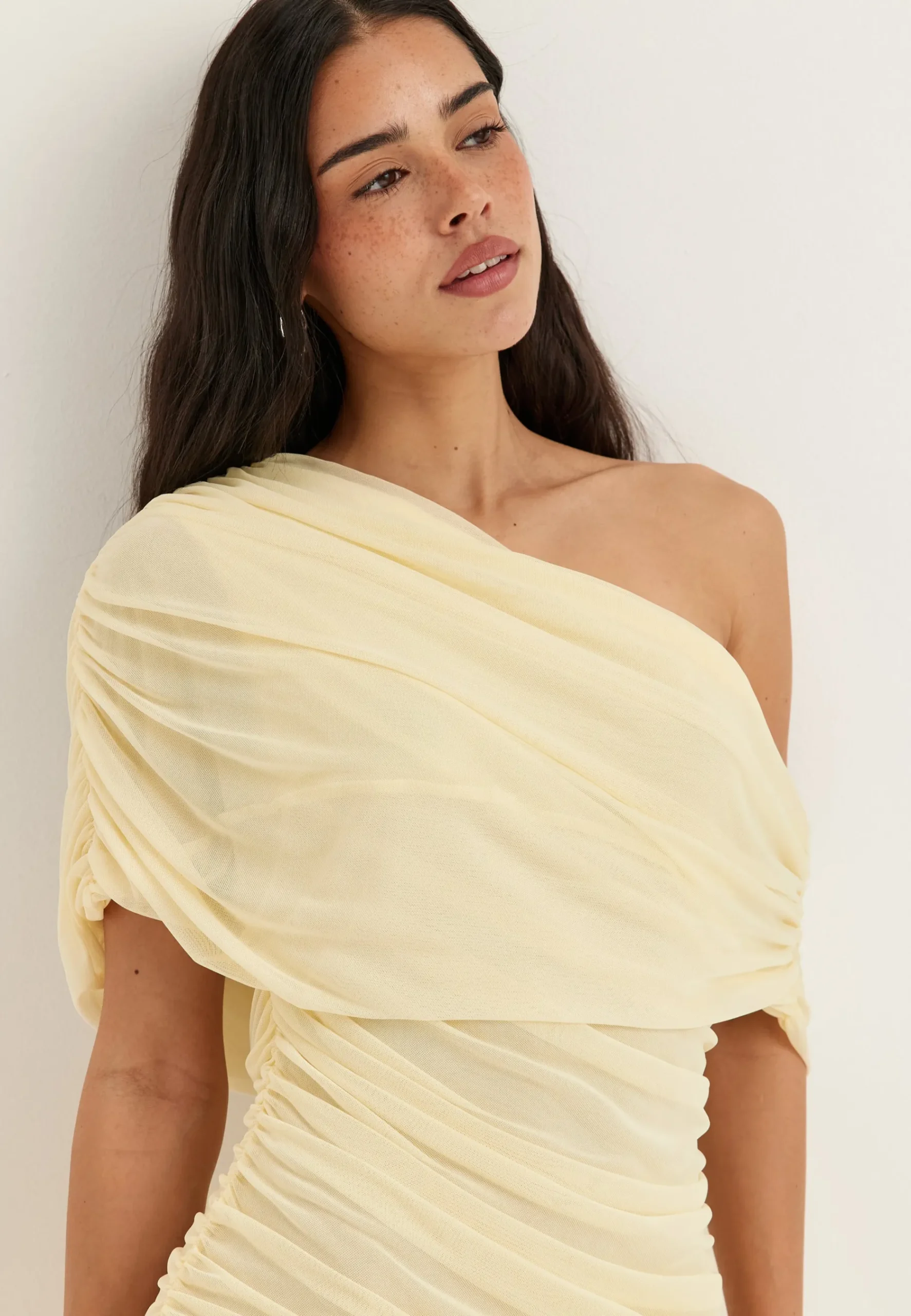 Off Shoulder Mesh Maxi Dress