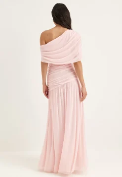 Off Shoulder Mesh Maxi Dress