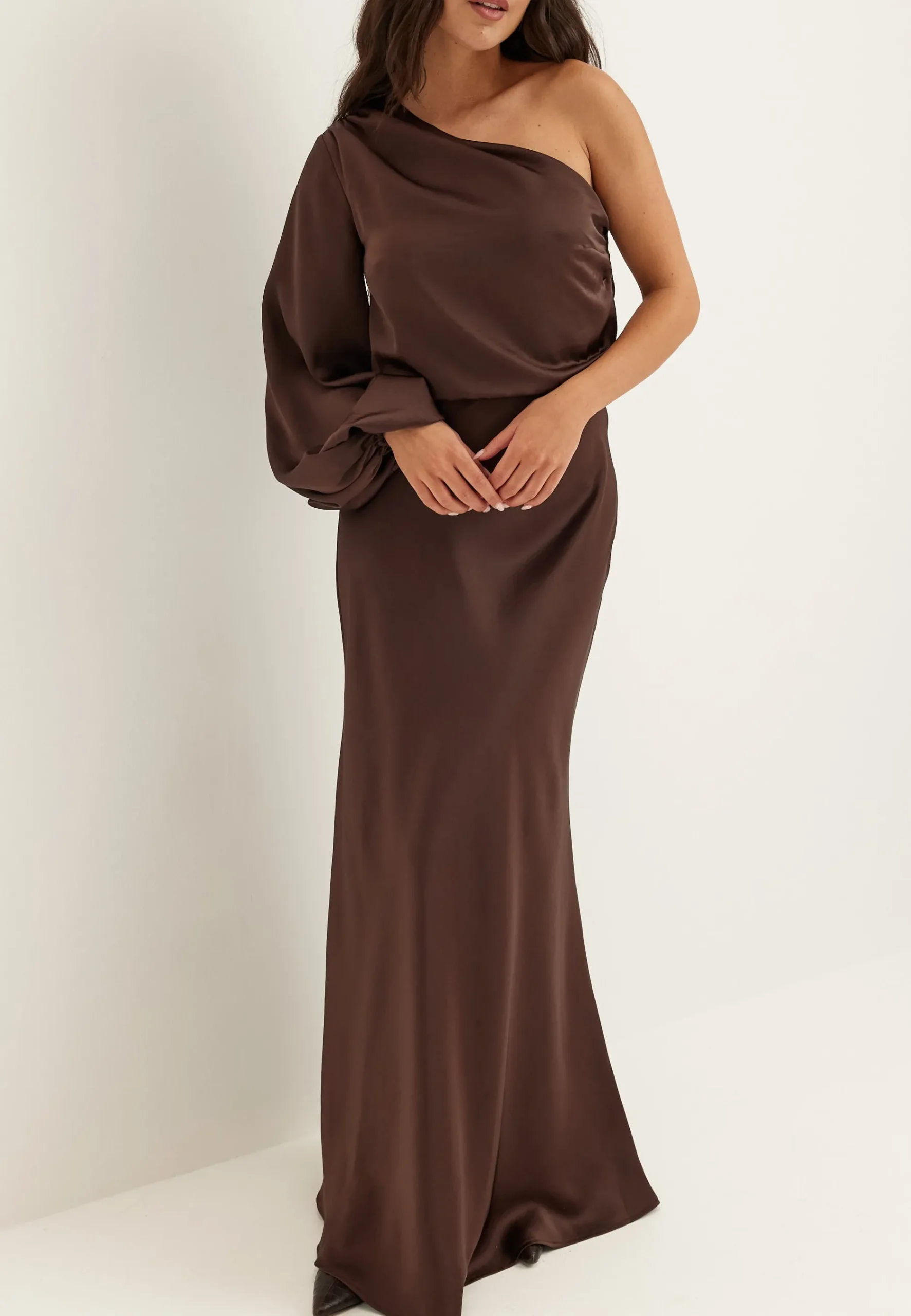 One Shoulder Satin Gown