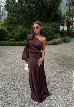 One Shoulder Satin Gown