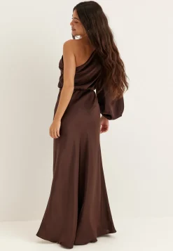 One Shoulder Satin Gown