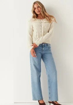 Pcdavis Ls O-neck Frill Cardigan