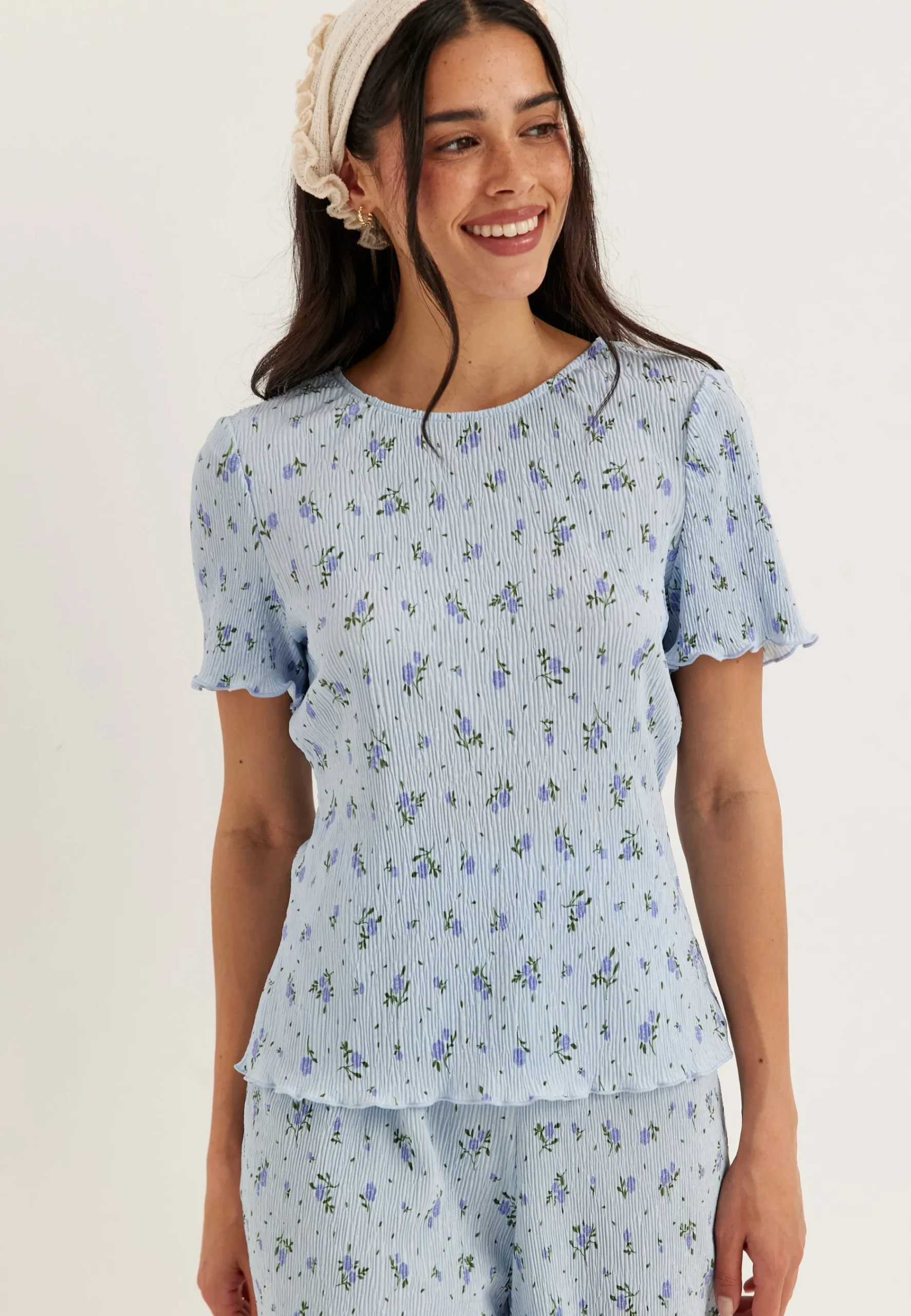 Pcflora Ss O-neck Top Jrs