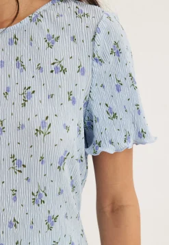 Pcflora Ss O-neck Top Jrs