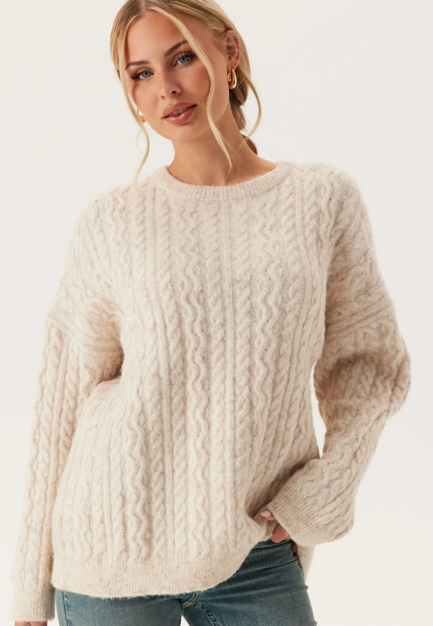 Pcjisa Ls O-neck Long Cabel Knit