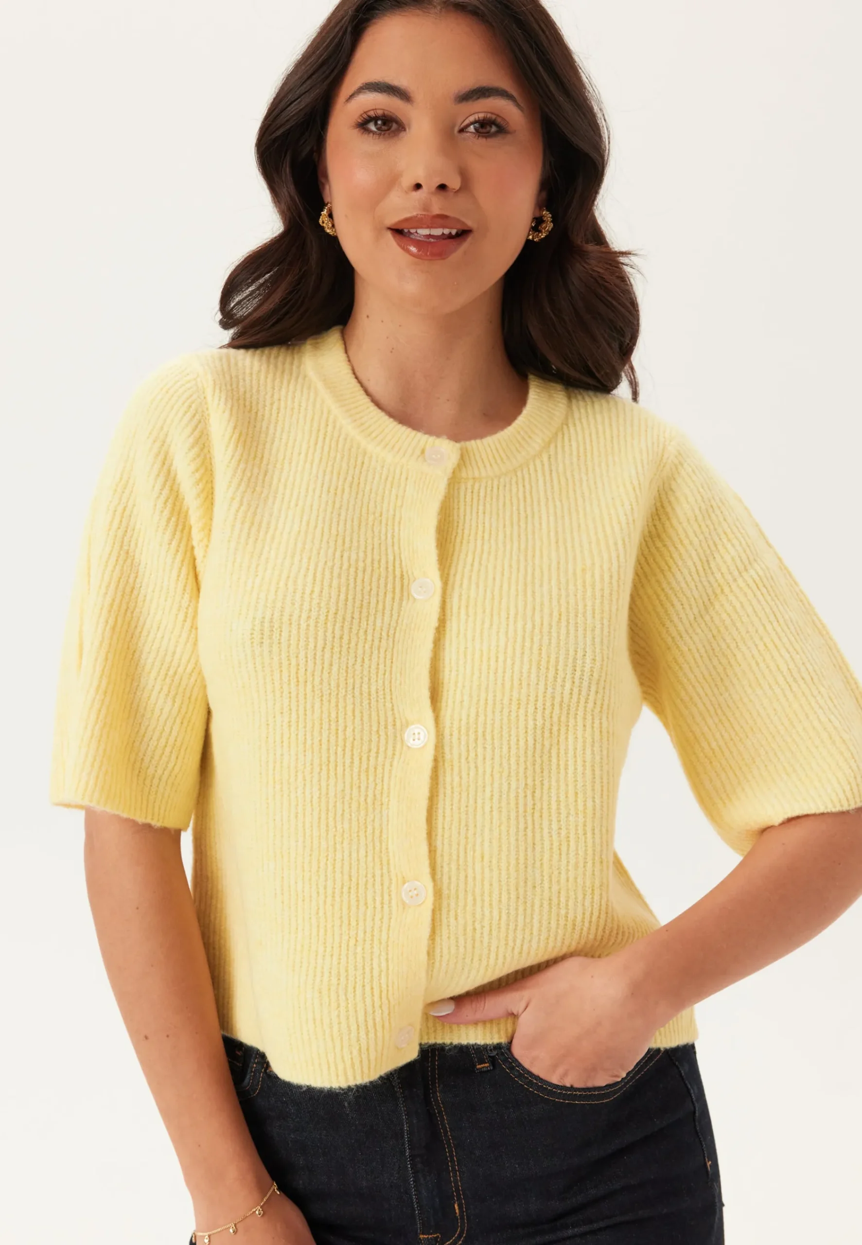 Pcsilly Ss O-neck Knit Cardiga