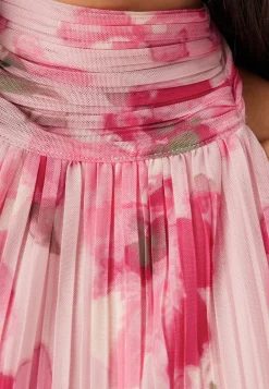 Pleated Flounce Mini Dress