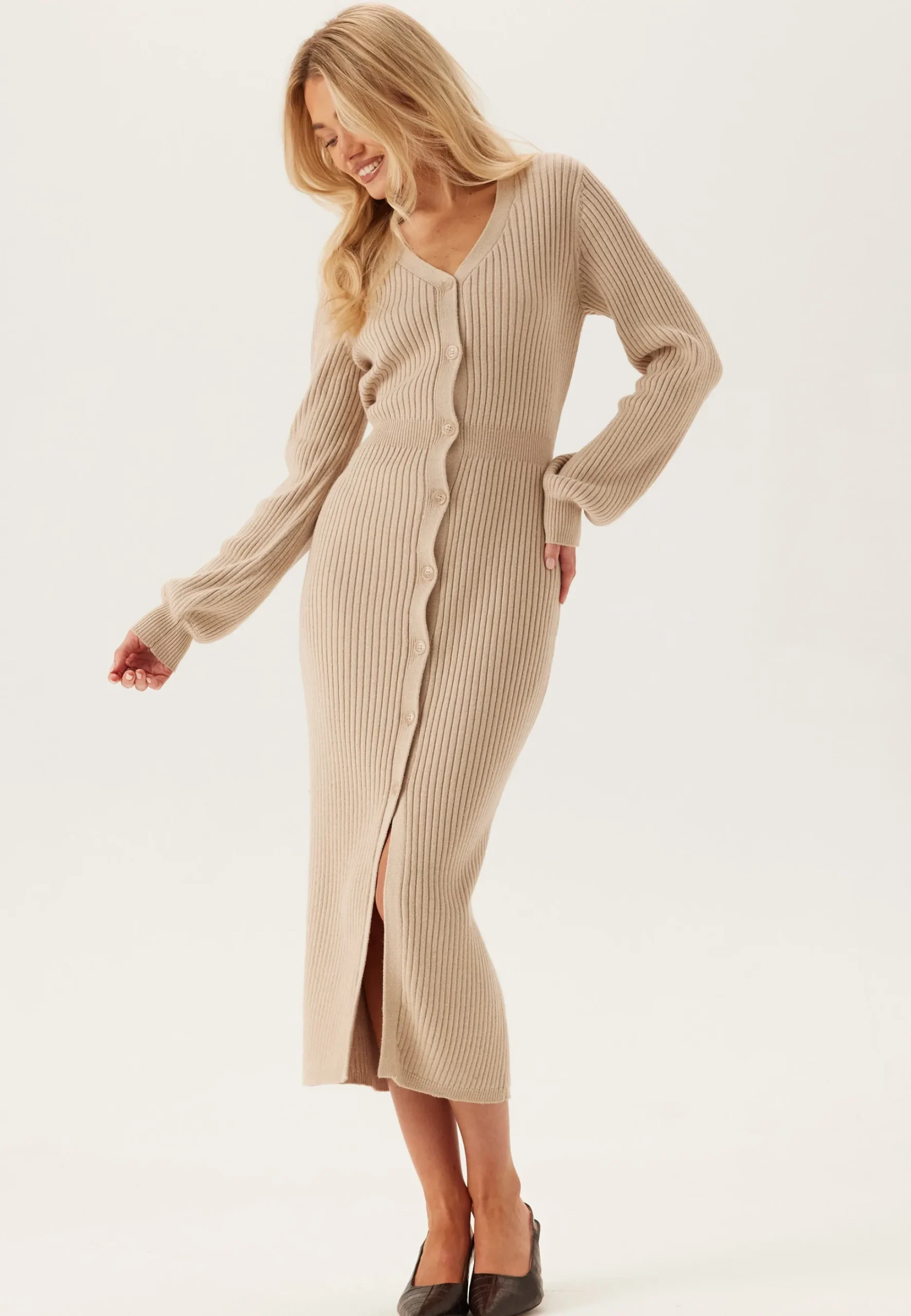 Rib Knitted Cardigan Dress
