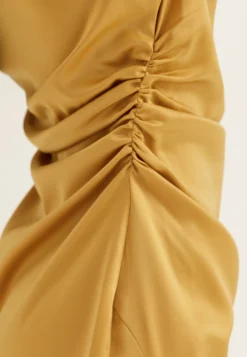 Ruched Satin Maxi Dress