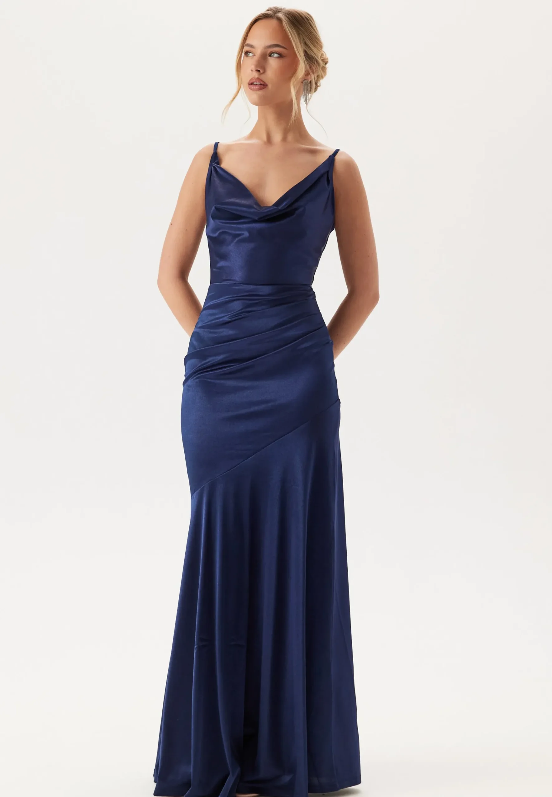 Satin Cowl Neck Maxi Dress