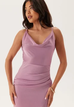 Satin Cowl Neck Maxi Dress