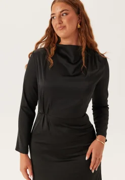 Satin Cowl Neck Midi Dress