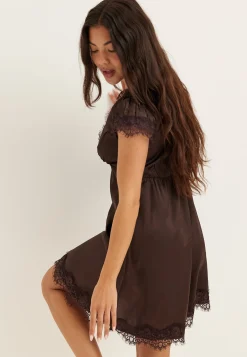 Satin Lace Mini Dress
