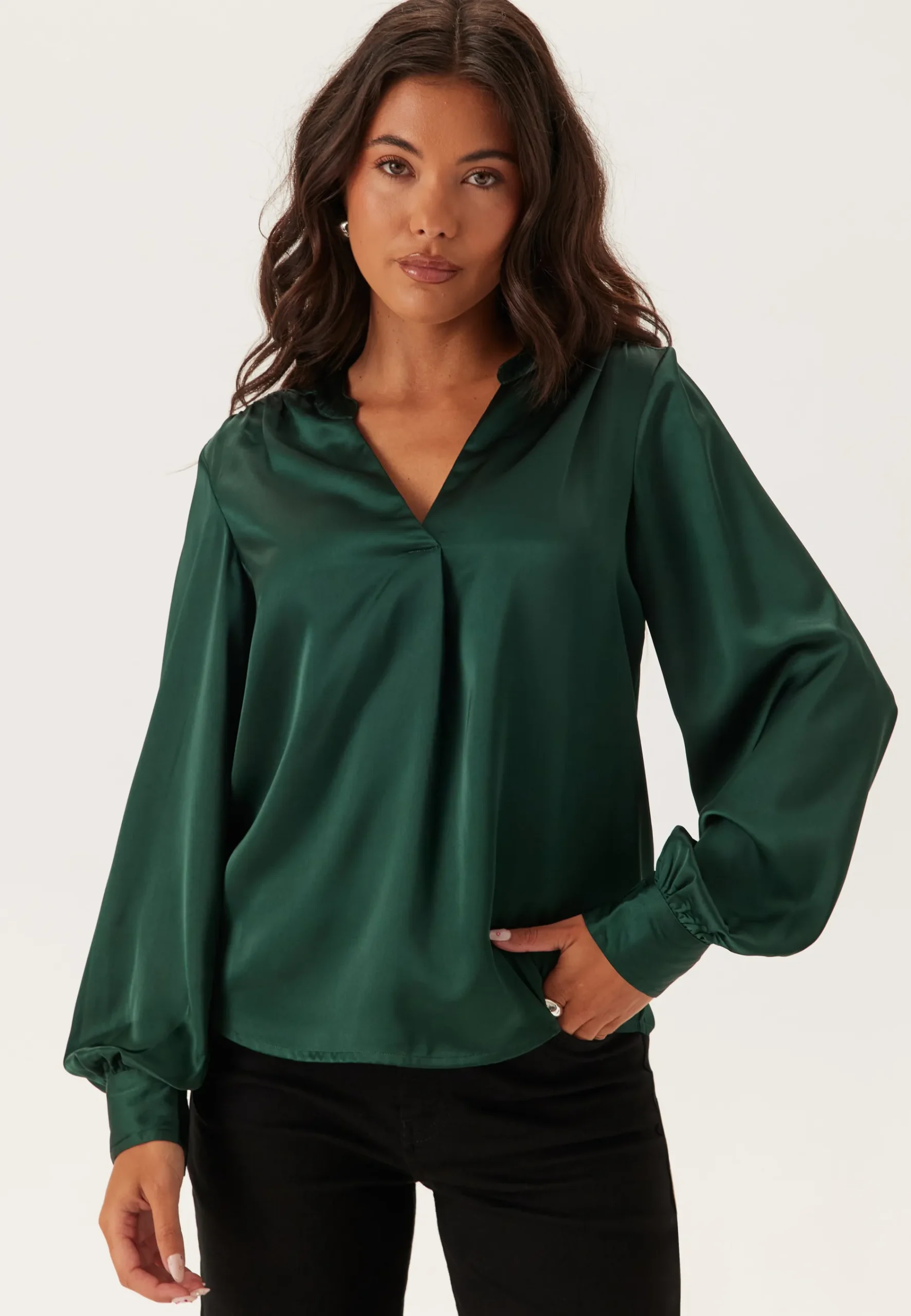 Satin Puff Sleeve Blouse
