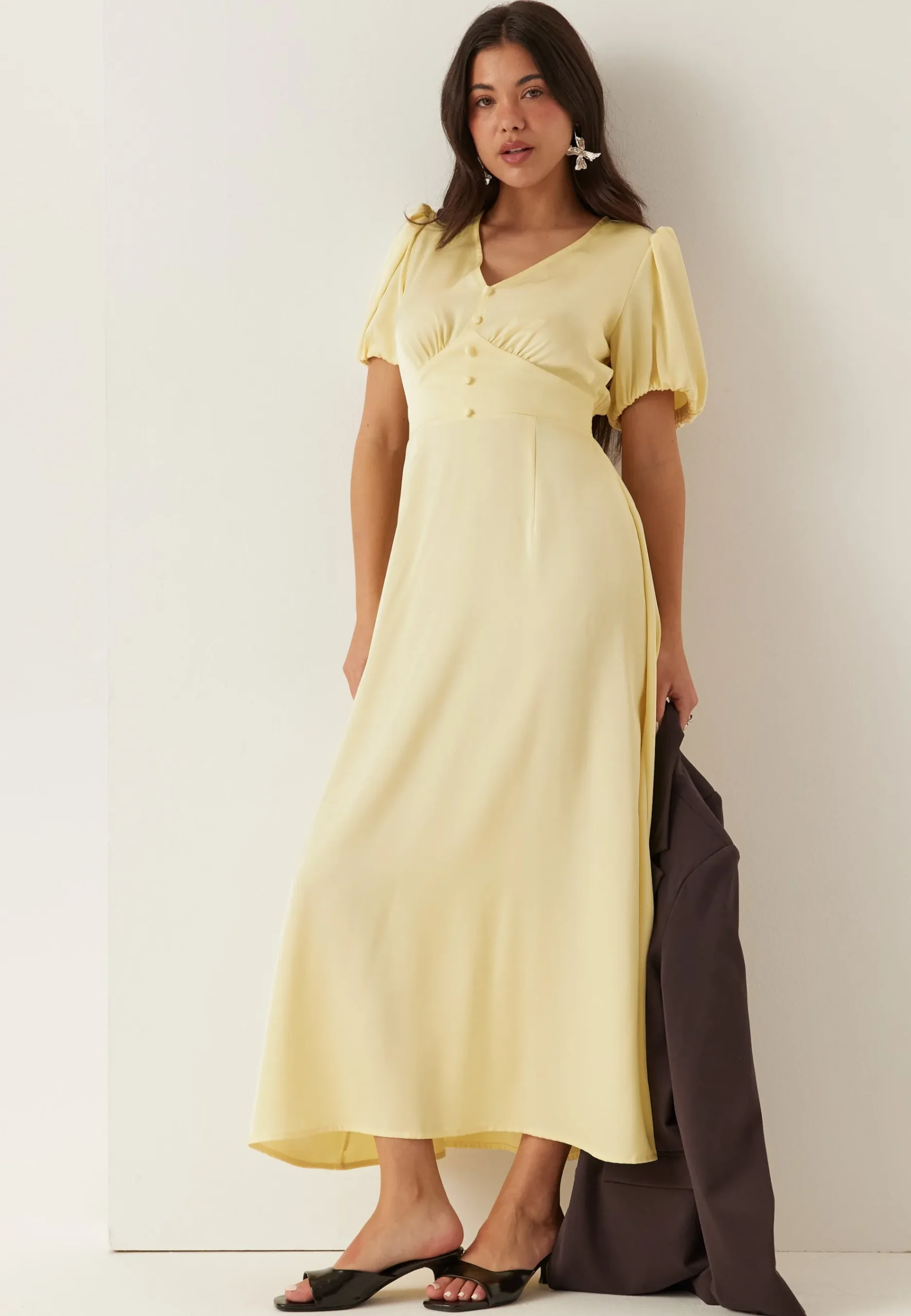 Satin Short Sleeve Maxi Dress