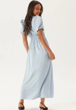 Satin Short Sleeve Maxi Dress