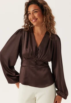 Satin V-neck Blouse