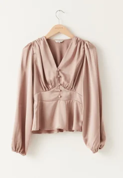 Satin V-neck Blouse