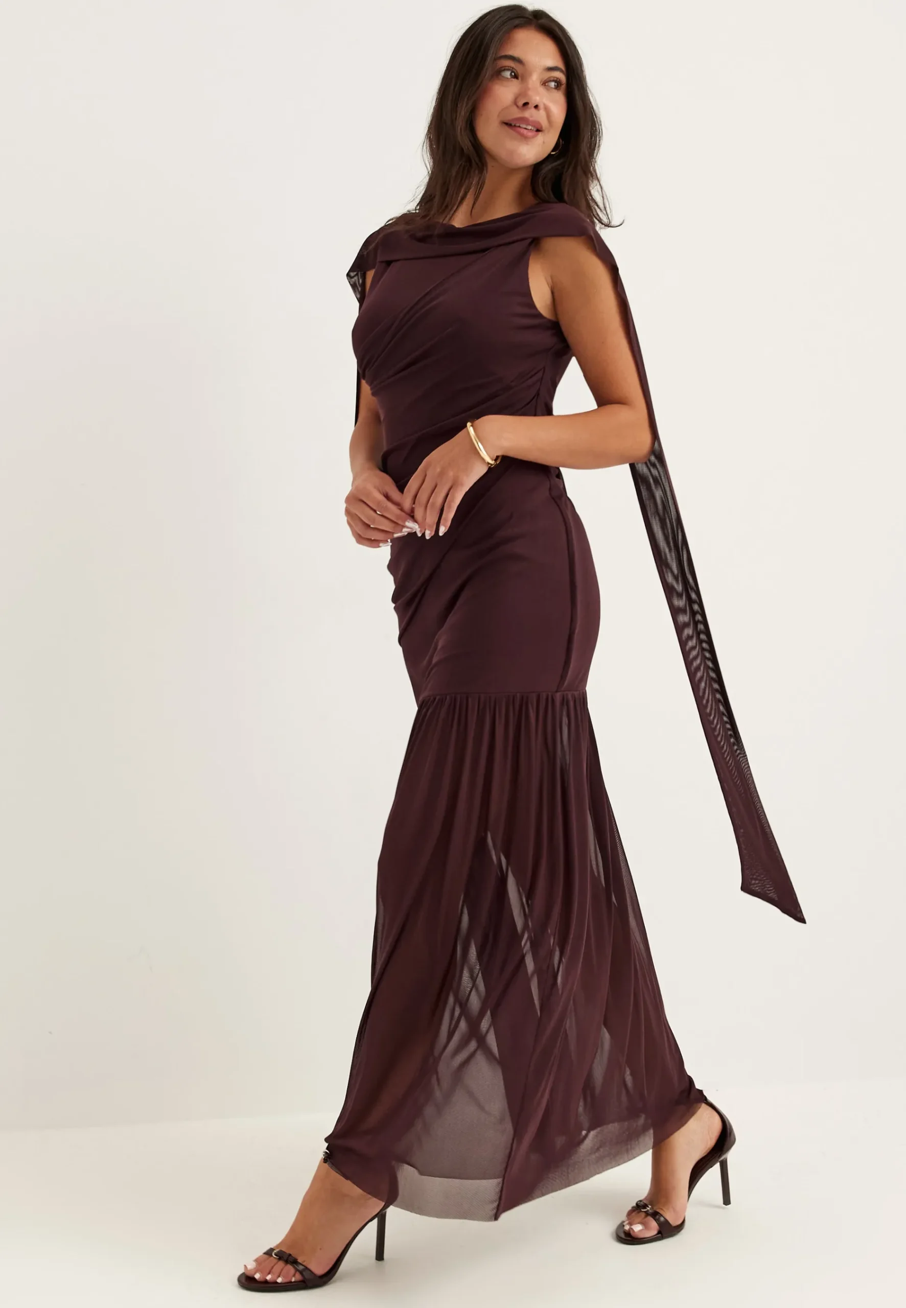Scarf Mesh Ankle Dress
