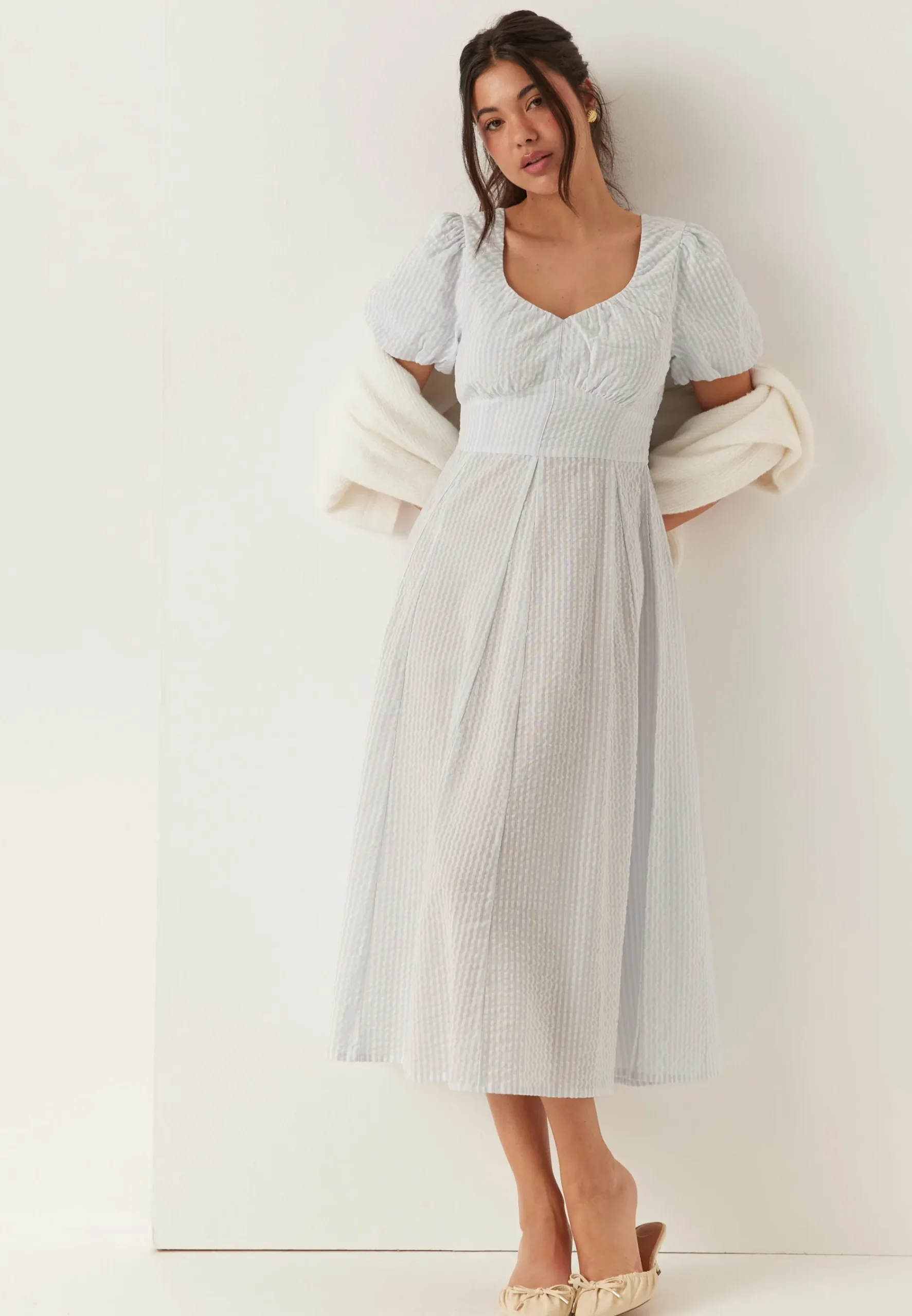 Seersucker Midi Dress