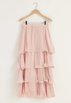 Shimmer Flounce Maxi Skirt