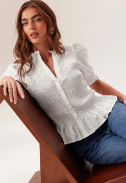 Short Sleeve Cotton Smock Blouse
