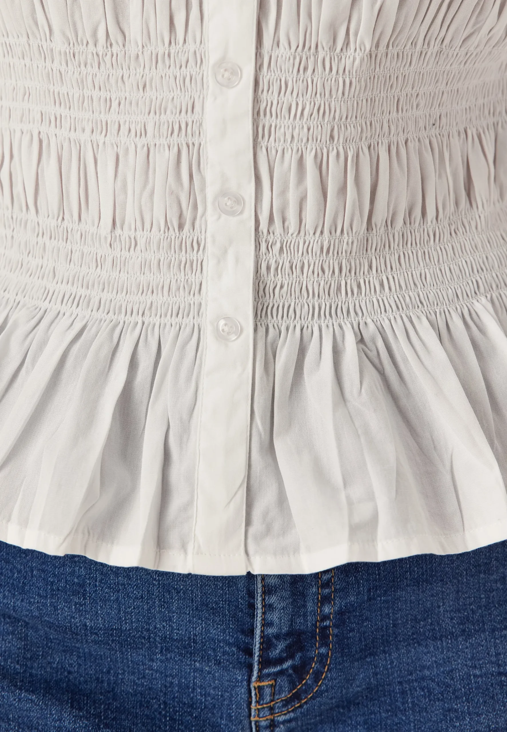 Short Sleeve Cotton Smock Blouse