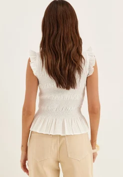 Sleeveless Cotton Smock Blouse