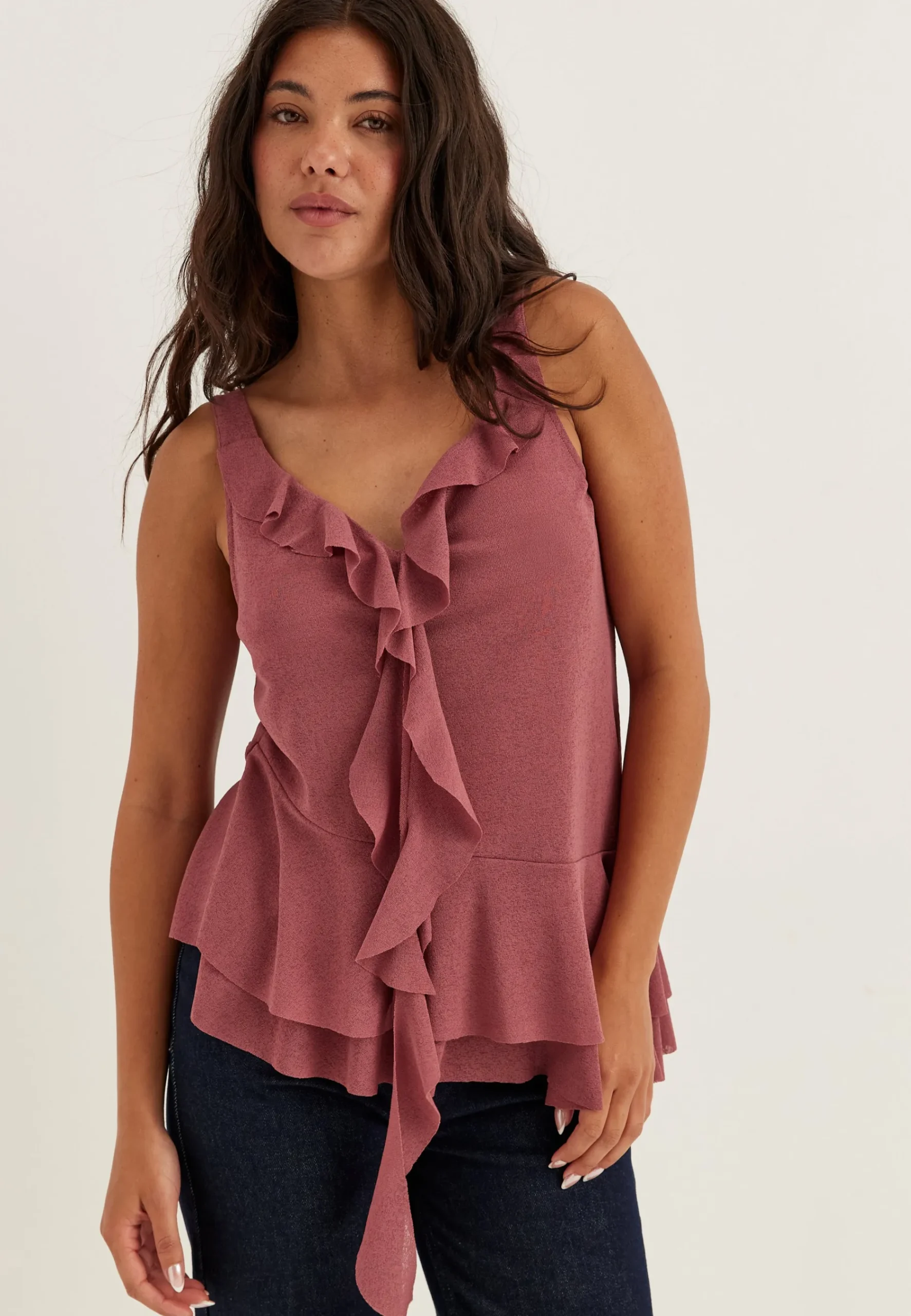 Sleeveless Flounce Top