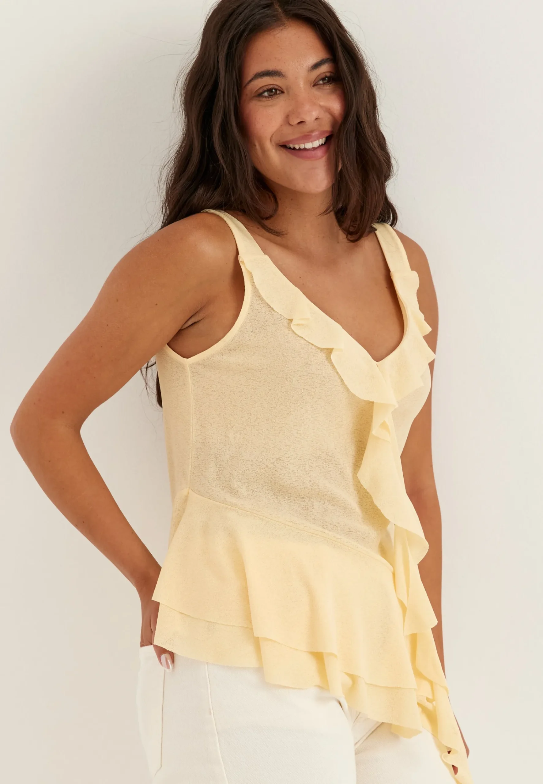 Sleeveless Flounce Top