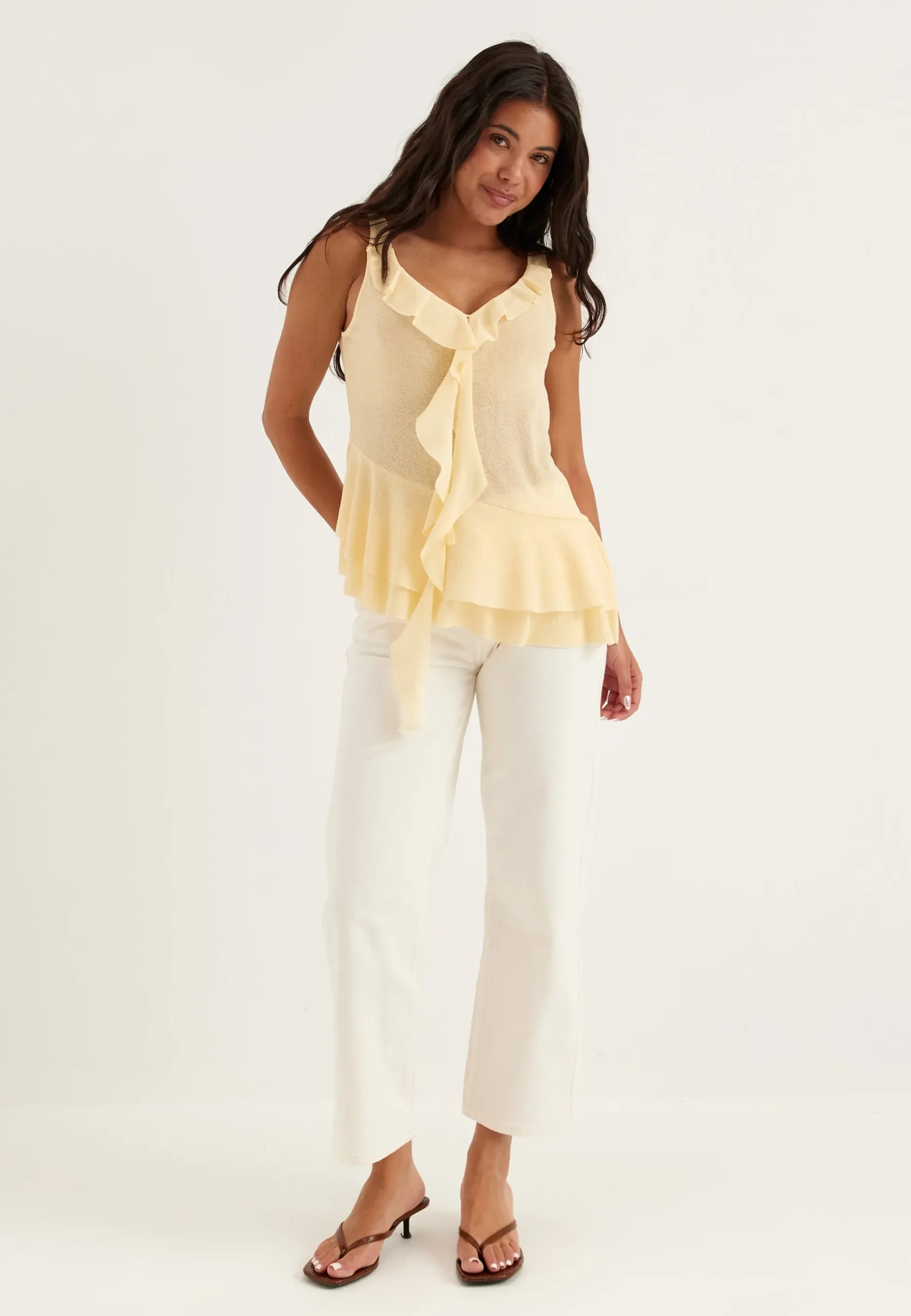 Sleeveless Flounce Top