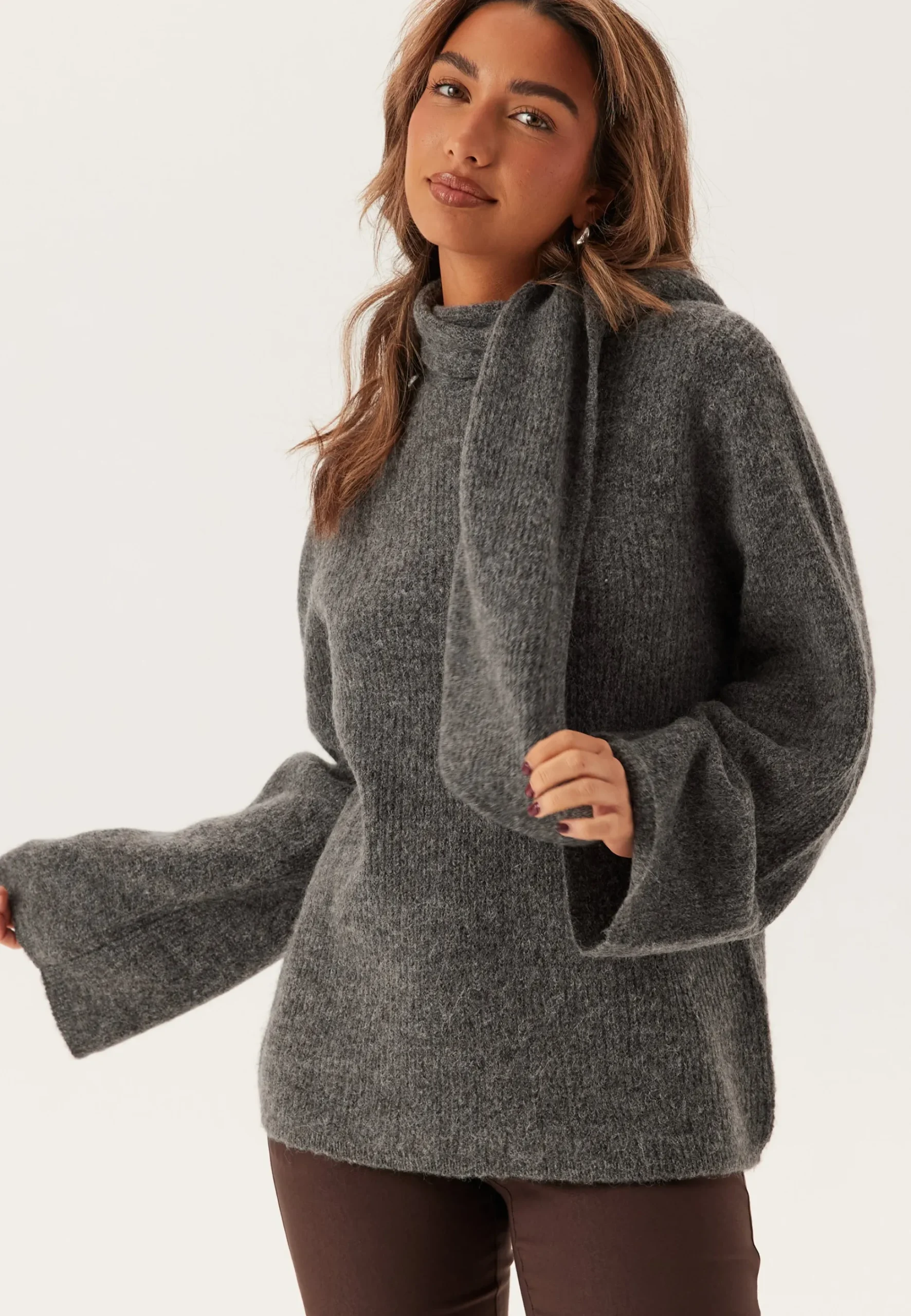 Slflulu Ls Bow Knit