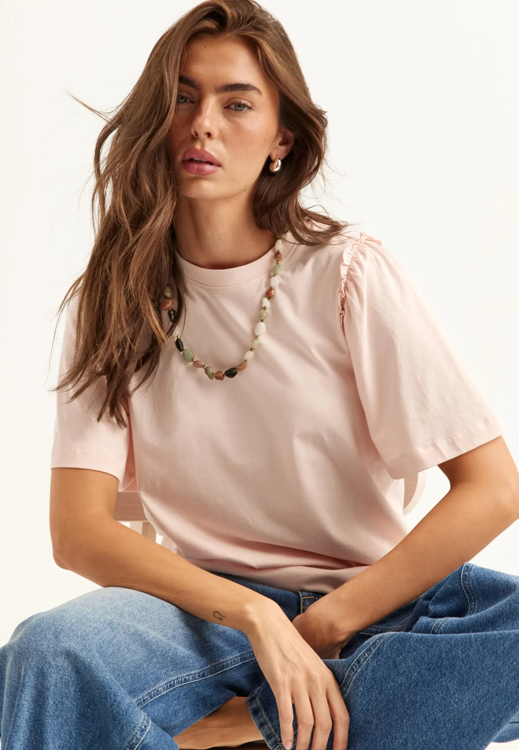Slfpenelope 2/4 RUFFLE TEE NOOS
