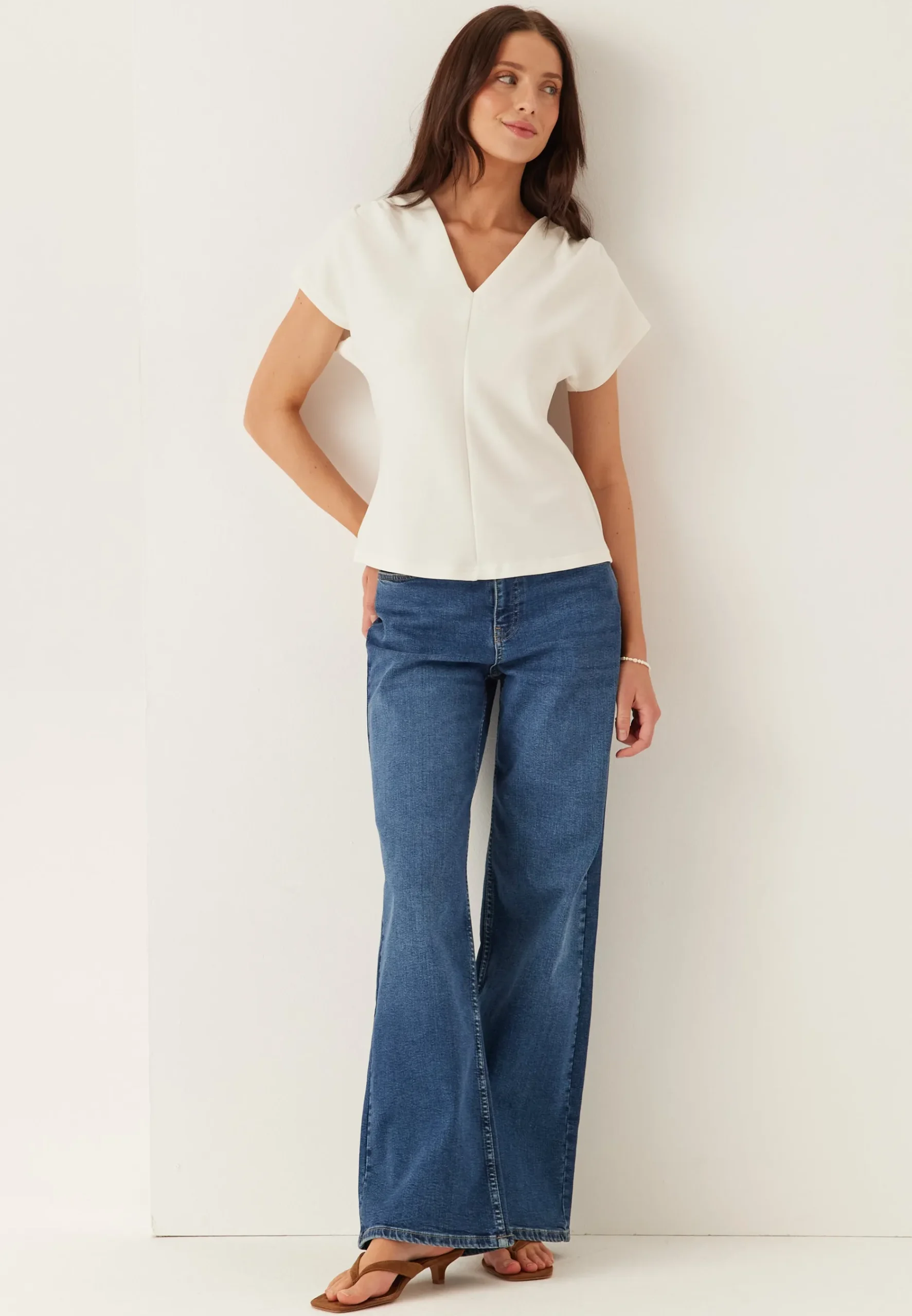 Slftenny Ss V-neck Gathered Top
