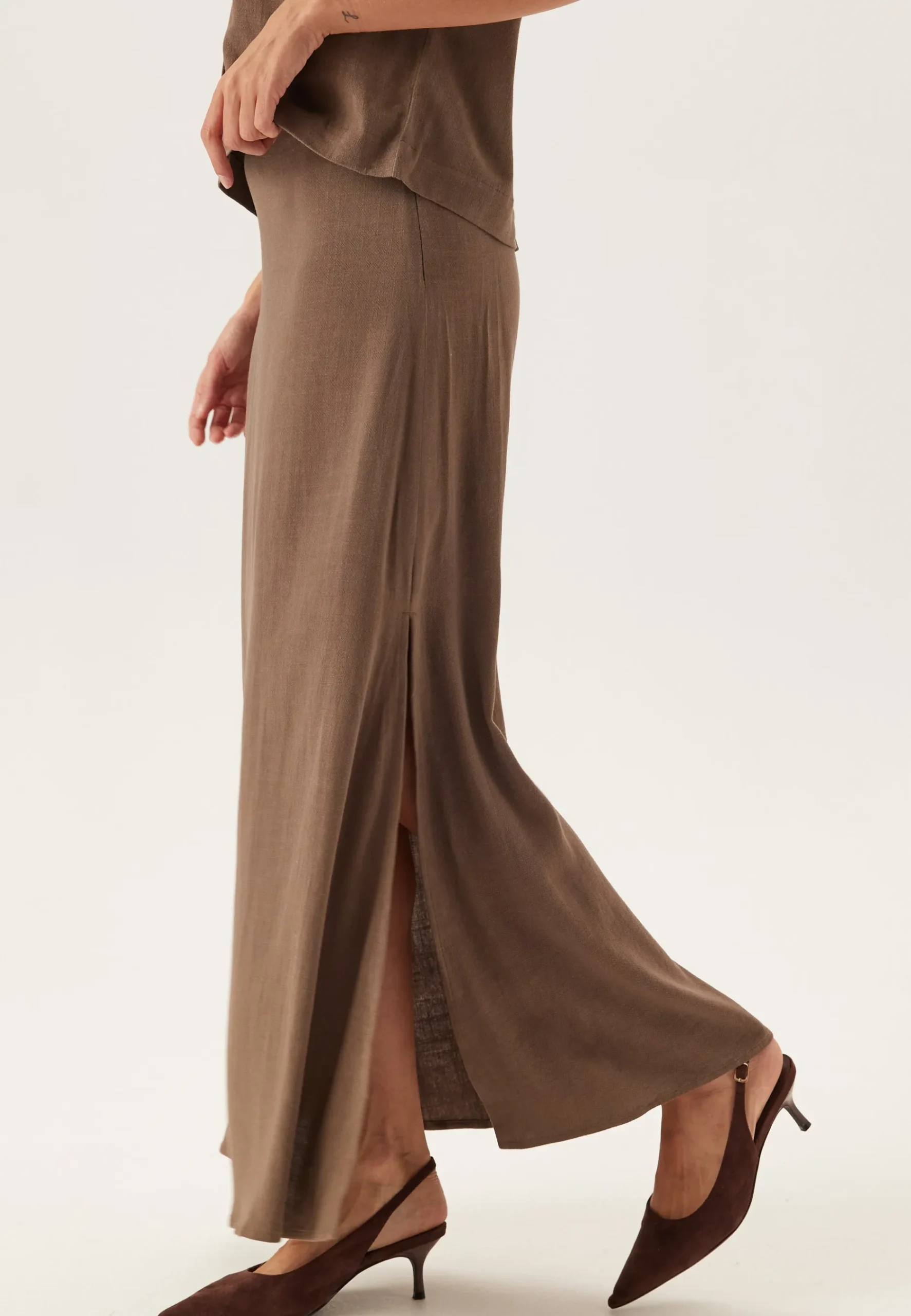 Slfviva Hw Ankle Linen Blend Skirt