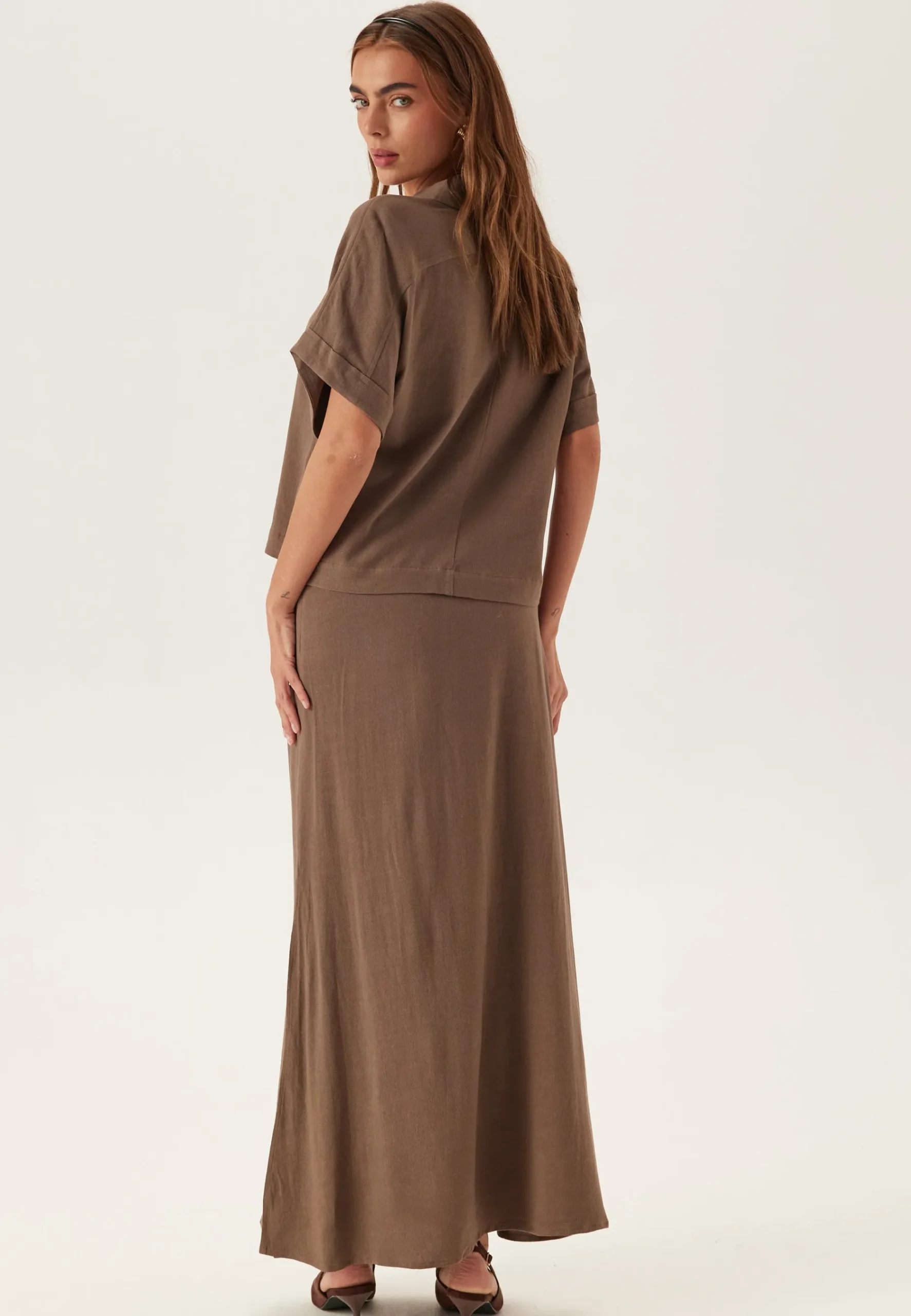 Slfviva Hw Ankle Linen Blend Skirt