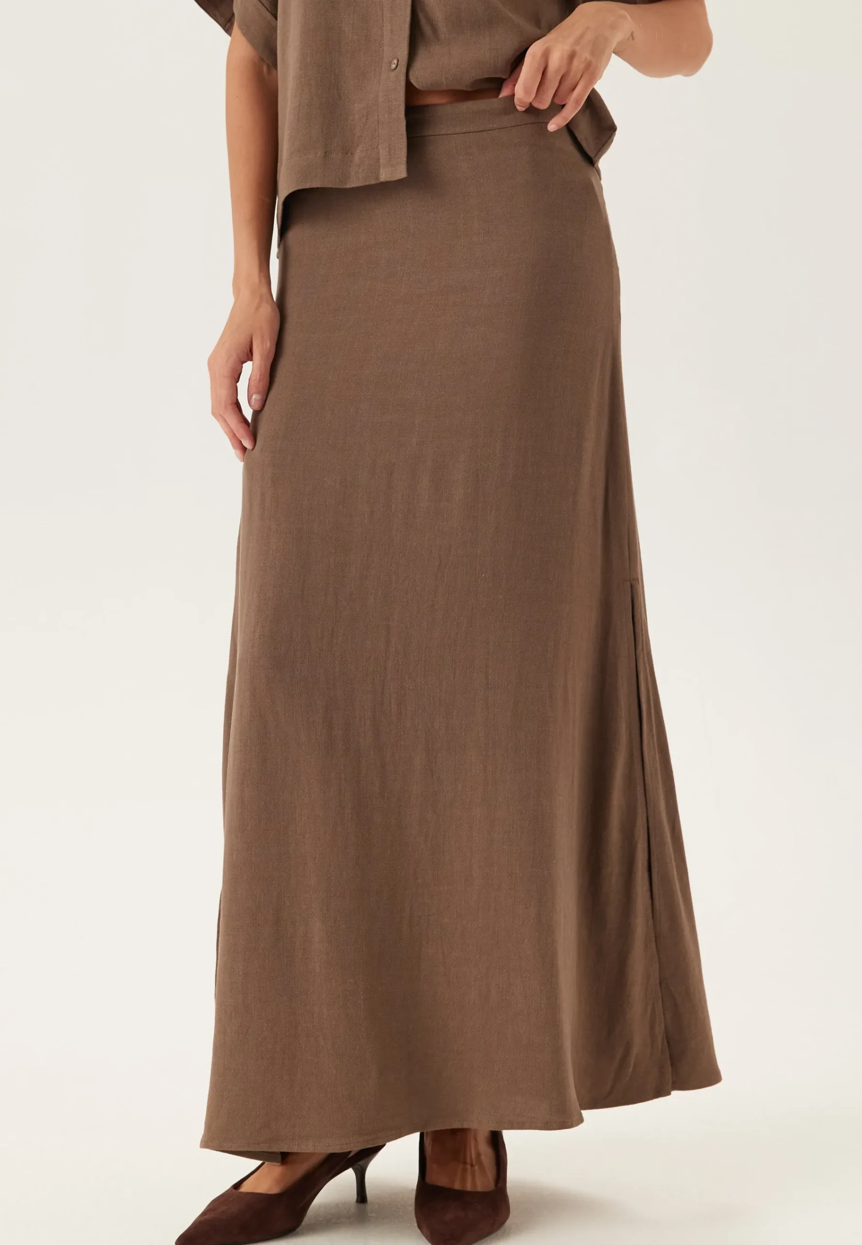 Slfviva Hw Ankle Linen Blend Skirt