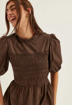Smock Short Sleeve Cotton Dress