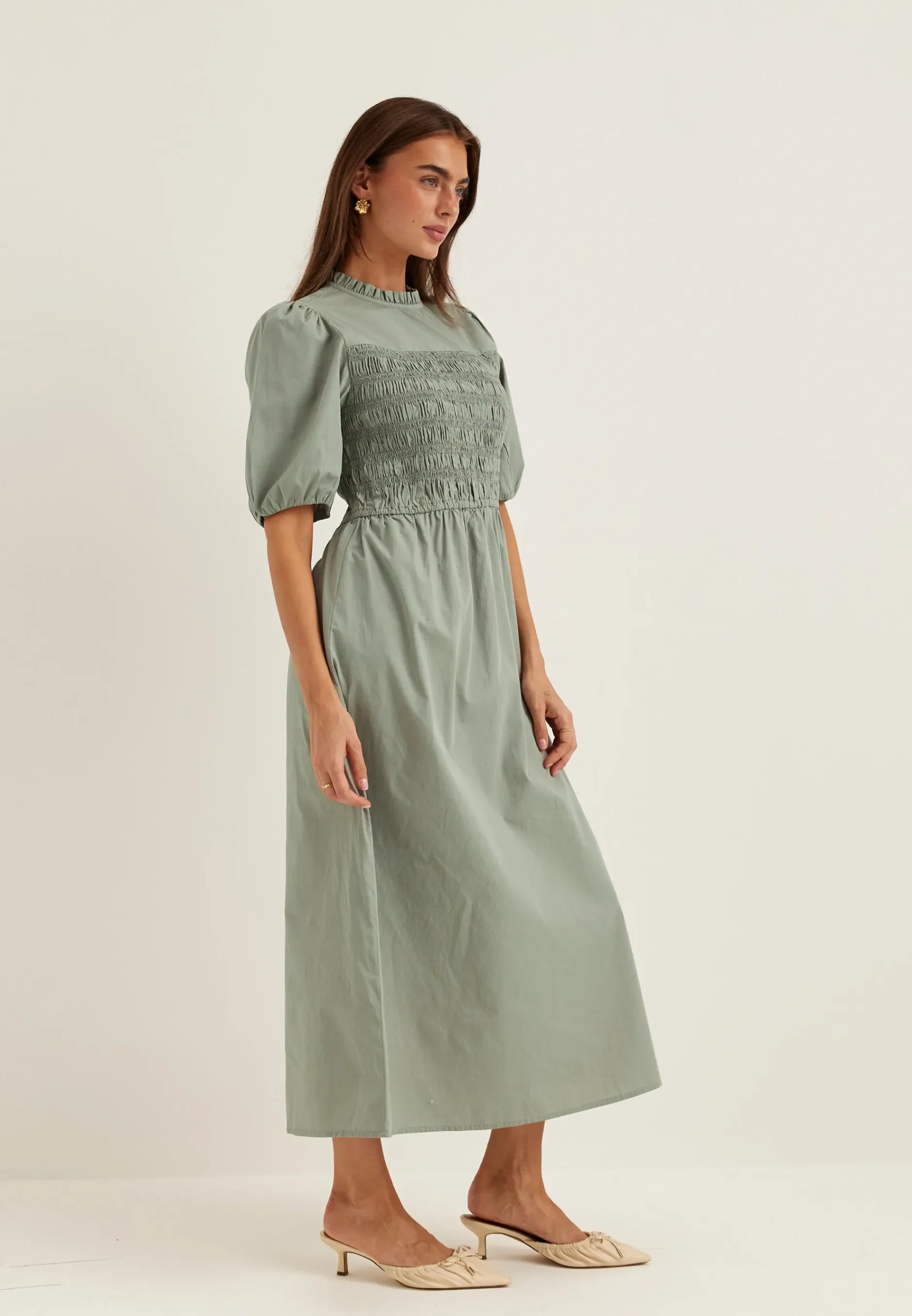 Smock Short Sleeve Cotton Dress