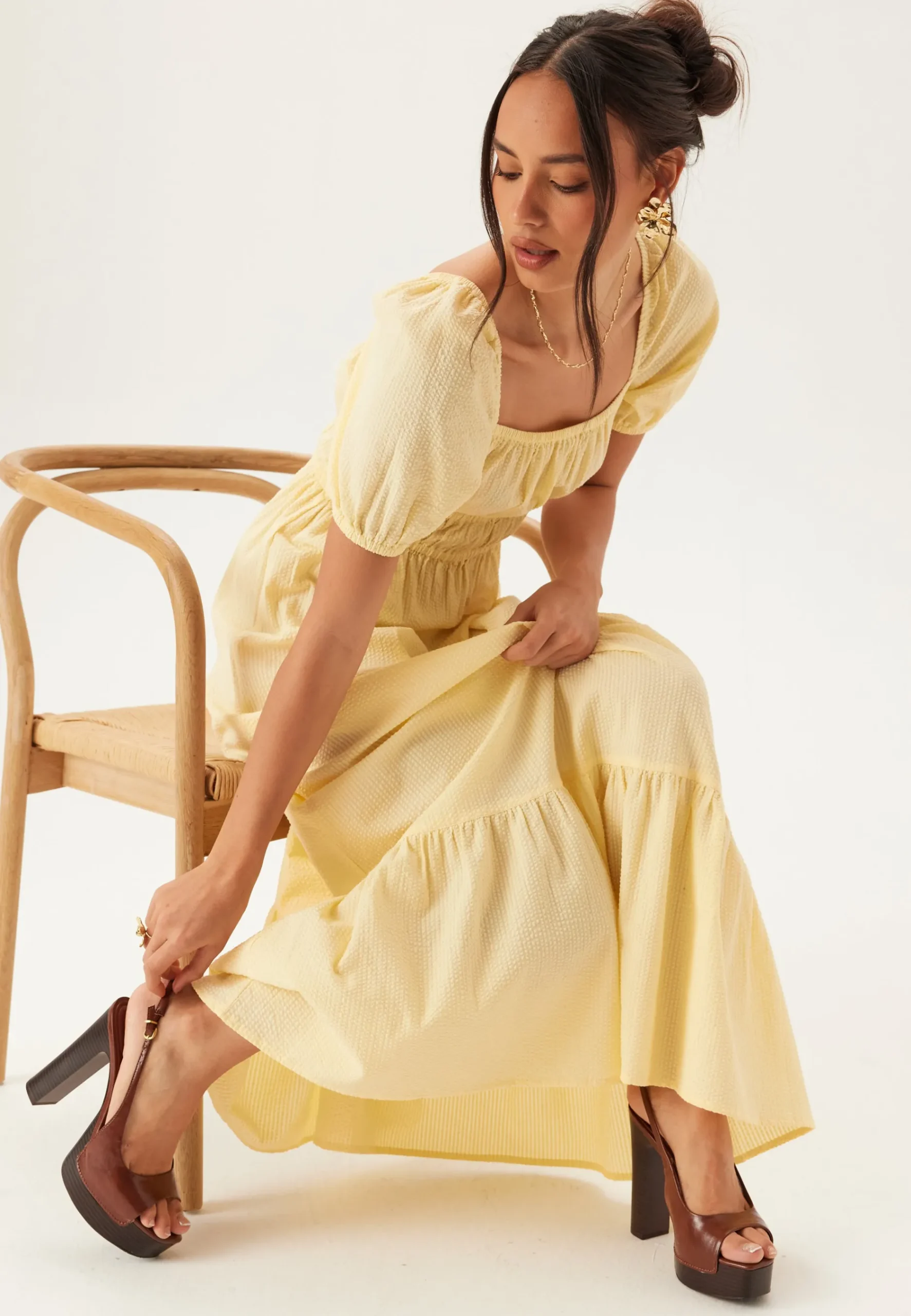 Square Neck Cotton Maxi Dress