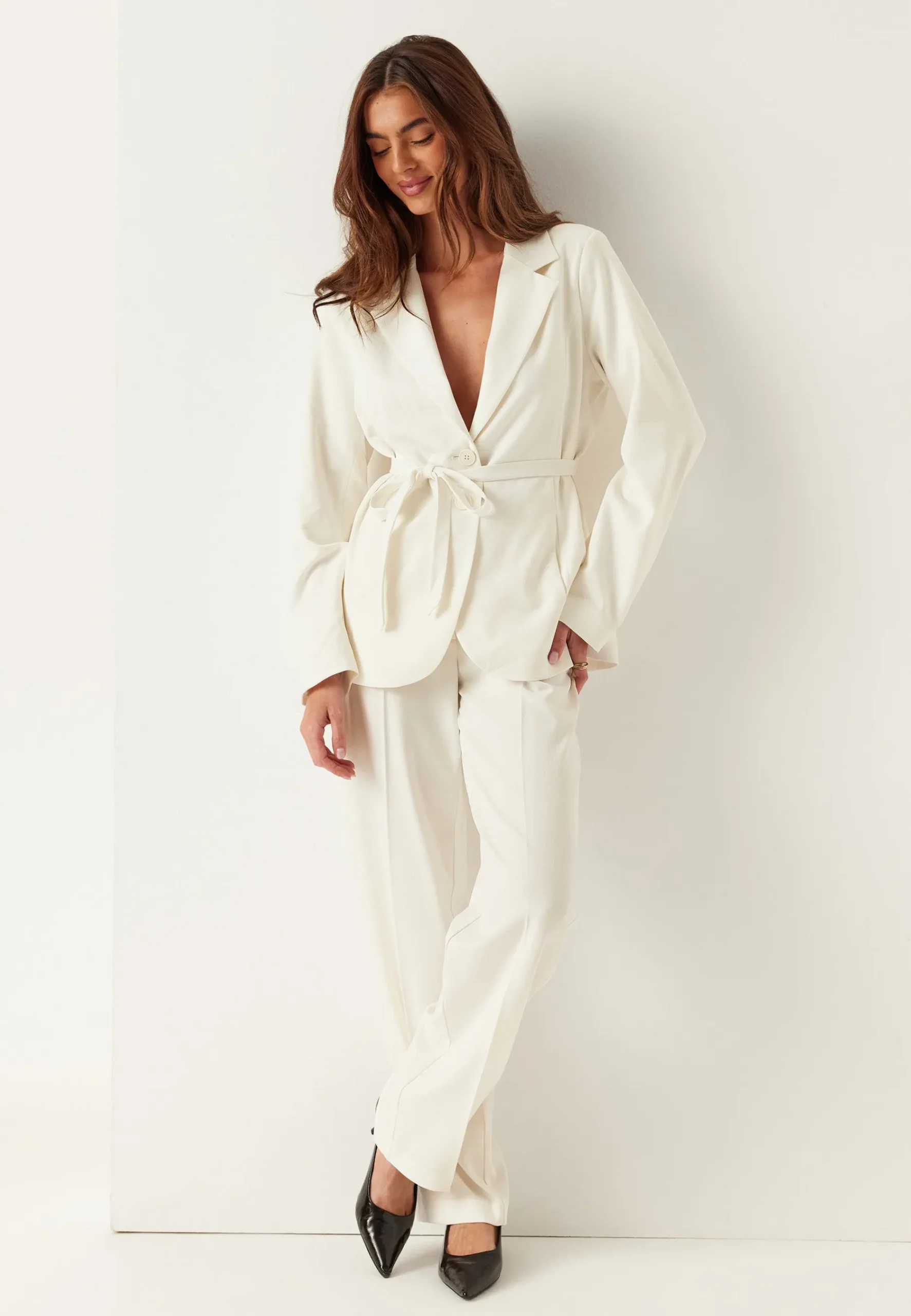 Straight High Waist Suit Trousers