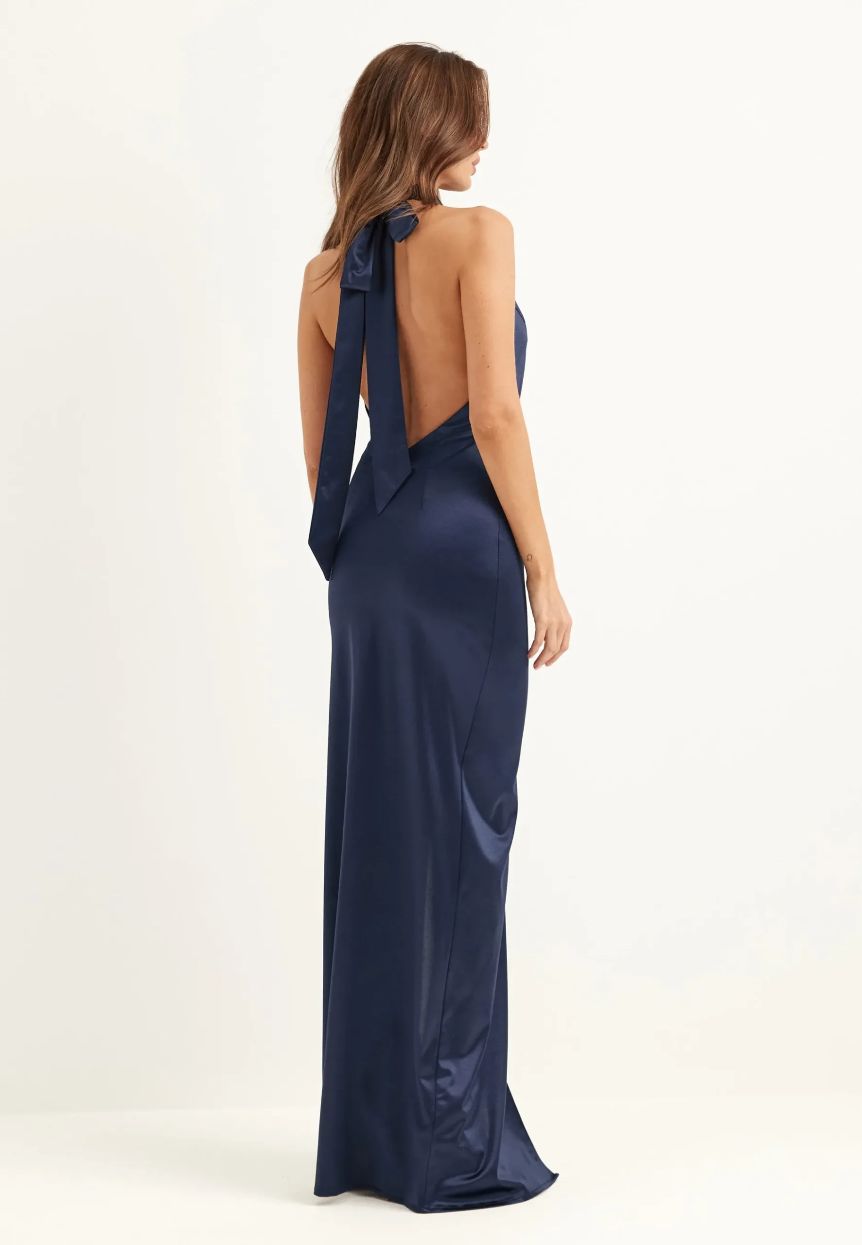 Stretch Satin Halterneck Gown