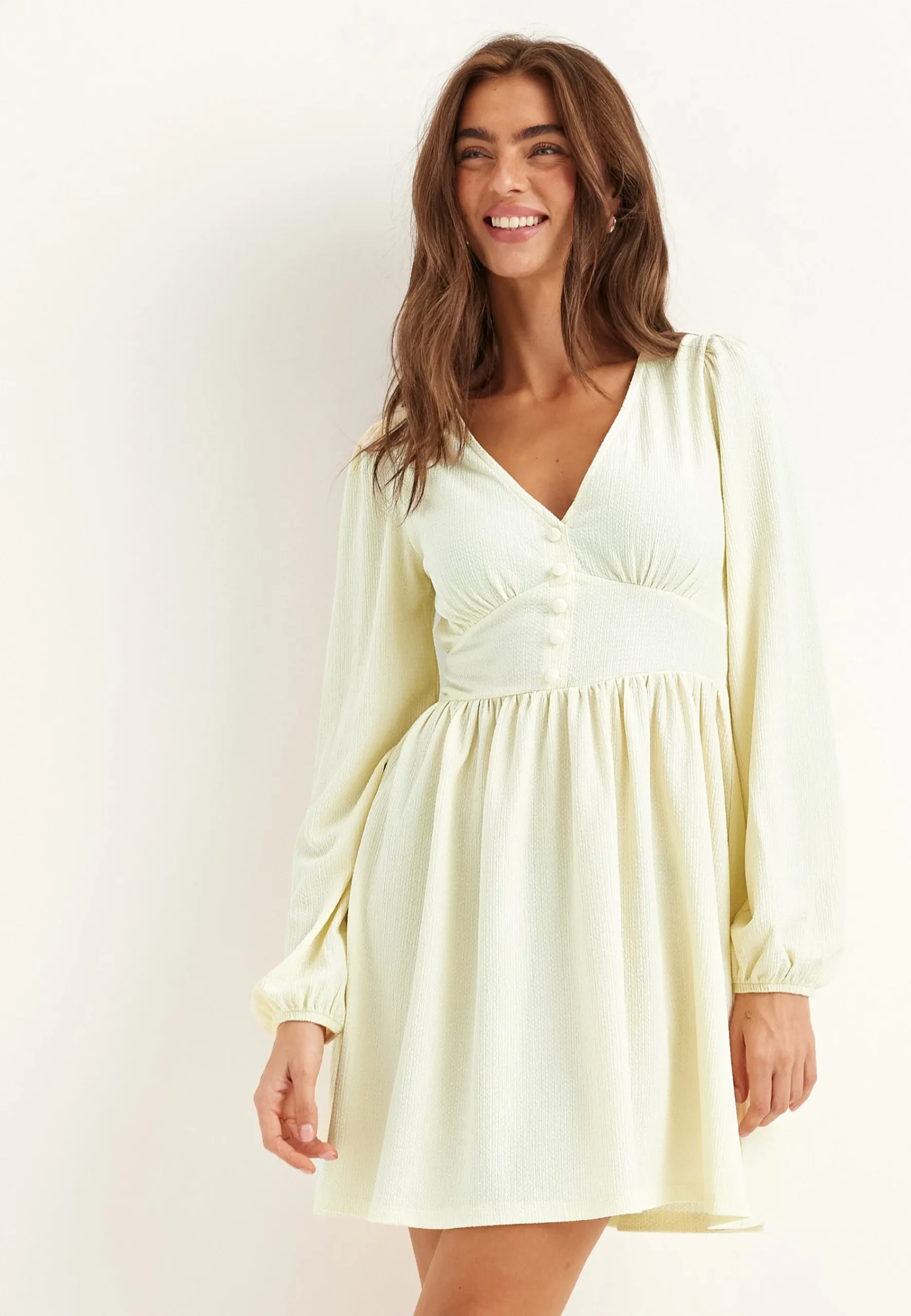 Structure Button Mini Dress